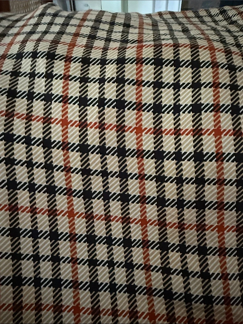 Darks London Classic Plaid 100% SILK SCARF with Beige Border. About 34”x34”.